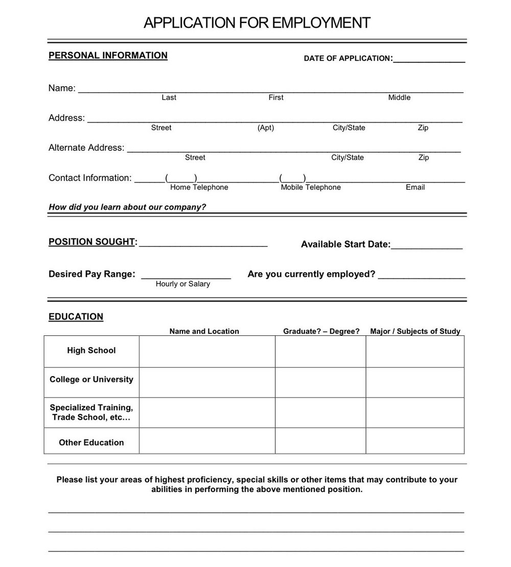 Application for Employment