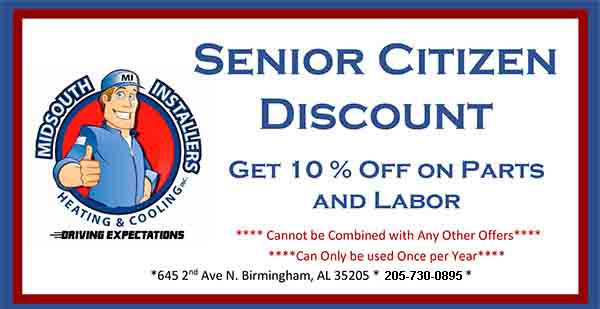 Senior Citizen Discount, 10% off parts and labor